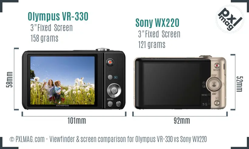 Olympus VR-330 vs Sony WX220 Screen and Viewfinder comparison