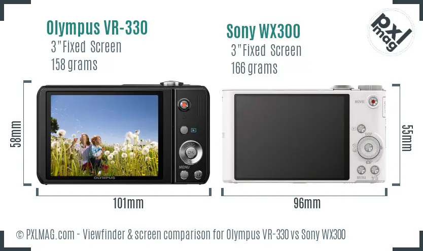 Olympus VR-330 vs Sony WX300 Screen and Viewfinder comparison
