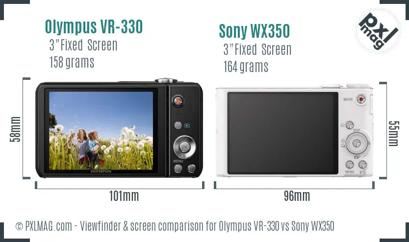 Olympus VR-330 vs Sony WX350 Screen and Viewfinder comparison