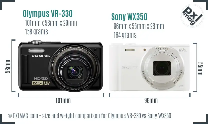 Olympus VR-330 vs Sony WX350 size comparison