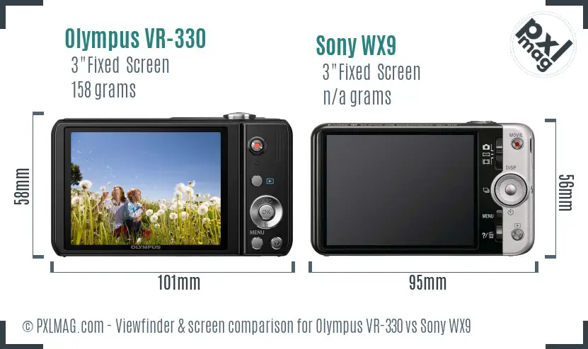 Olympus VR-330 vs Sony WX9 Screen and Viewfinder comparison