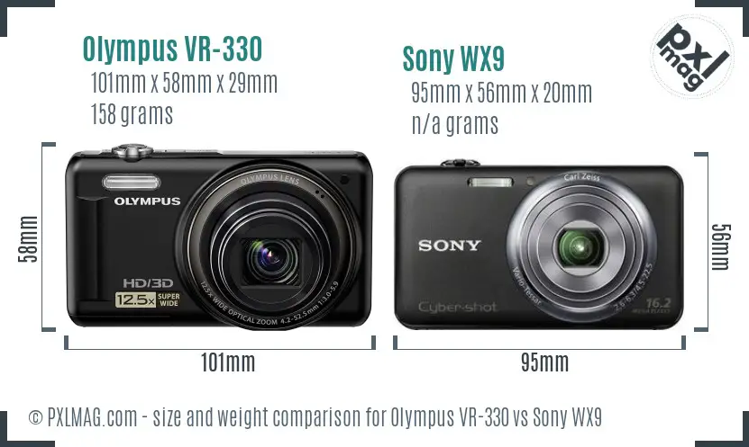 Olympus VR-330 vs Sony WX9 size comparison