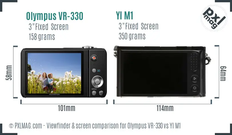Olympus VR-330 vs YI M1 Screen and Viewfinder comparison