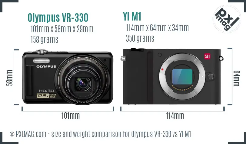 Olympus VR-330 vs YI M1 size comparison