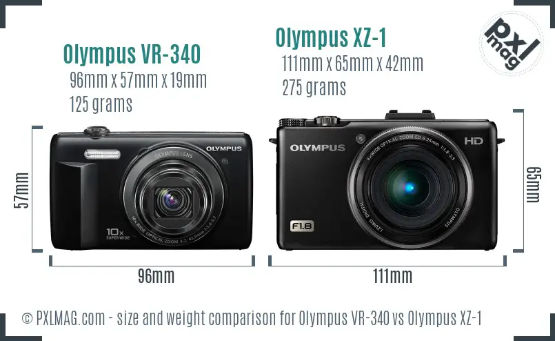 Olympus VR-340 vs Olympus XZ-1 size comparison