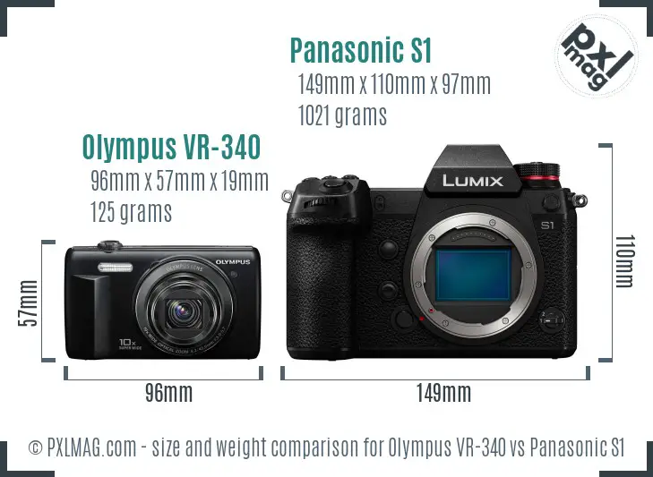 Olympus VR-340 vs Panasonic S1 size comparison