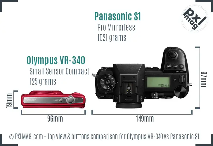Olympus VR-340 vs Panasonic S1 top view buttons comparison