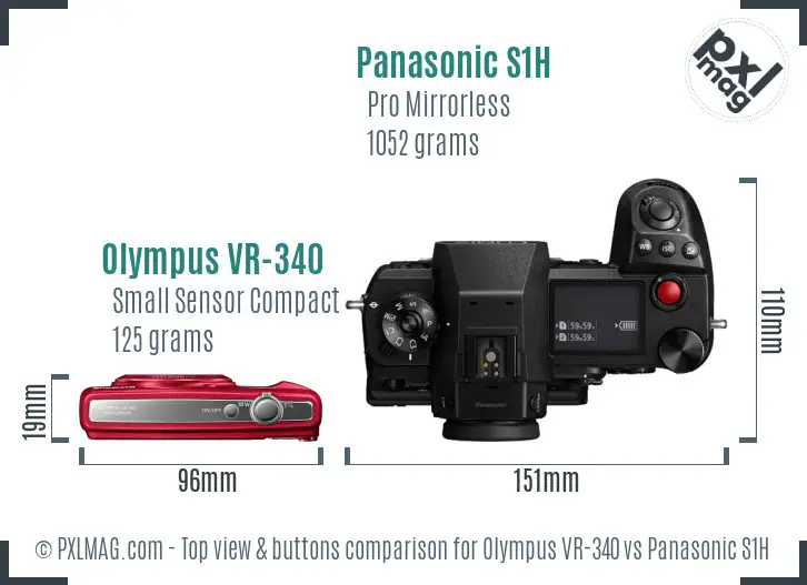 Olympus VR-340 vs Panasonic S1H top view buttons comparison