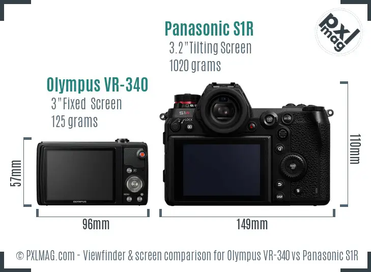 Olympus VR-340 vs Panasonic S1R Screen and Viewfinder comparison
