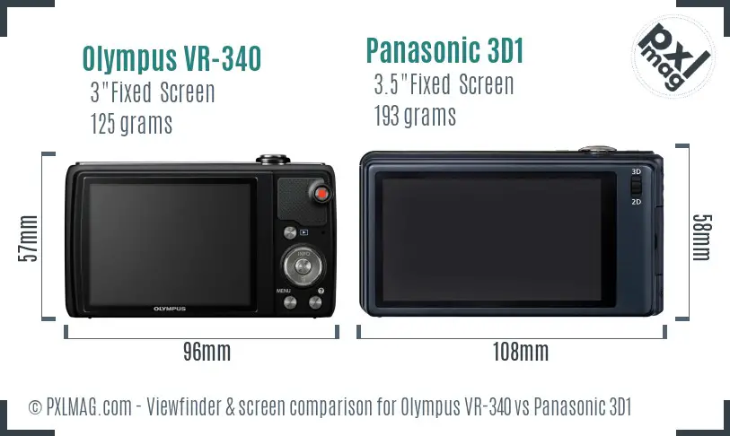 Olympus VR-340 vs Panasonic 3D1 Screen and Viewfinder comparison