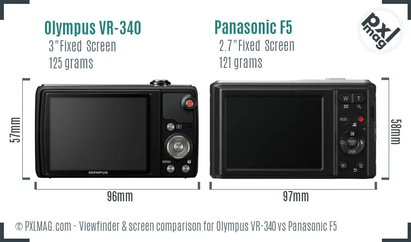 Olympus VR-340 vs Panasonic F5 Screen and Viewfinder comparison