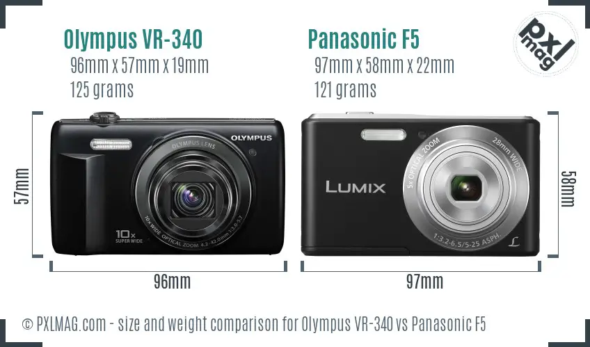 Olympus VR-340 vs Panasonic F5 size comparison