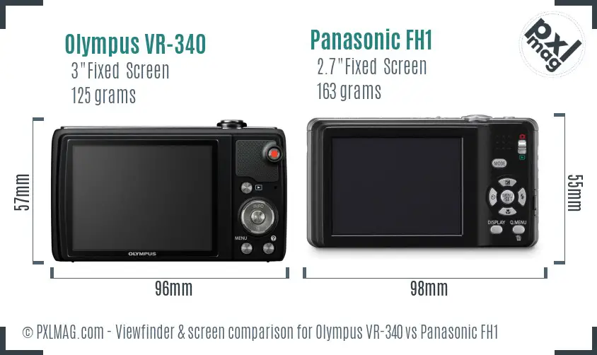 Olympus VR-340 vs Panasonic FH1 Screen and Viewfinder comparison