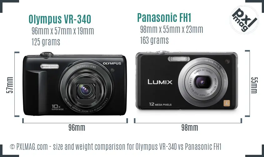 Olympus VR-340 vs Panasonic FH1 size comparison