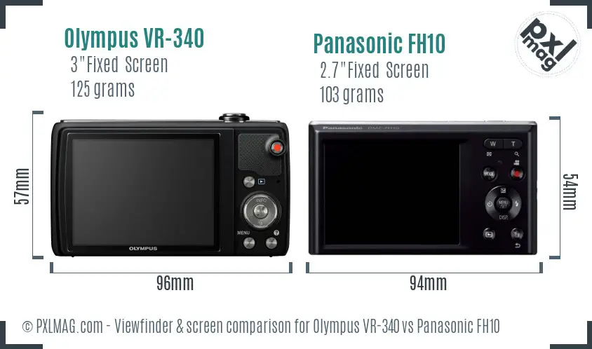 Olympus VR-340 vs Panasonic FH10 Screen and Viewfinder comparison