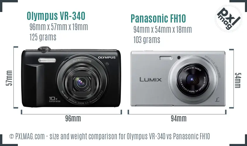 Olympus VR-340 vs Panasonic FH10 size comparison