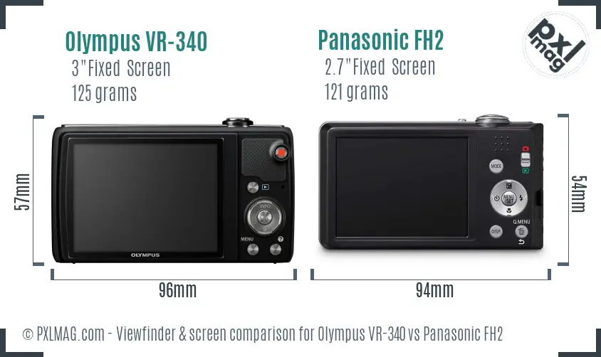 Olympus VR-340 vs Panasonic FH2 Screen and Viewfinder comparison