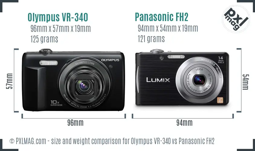 Olympus VR-340 vs Panasonic FH2 size comparison