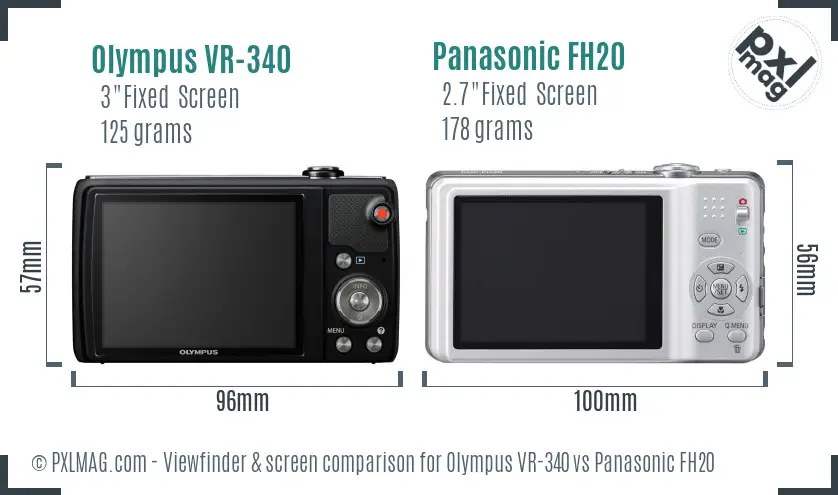 Olympus VR-340 vs Panasonic FH20 Screen and Viewfinder comparison