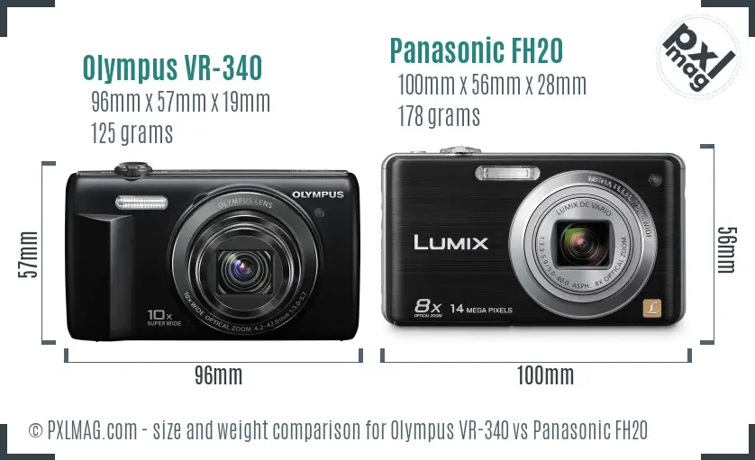 Olympus VR-340 vs Panasonic FH20 size comparison