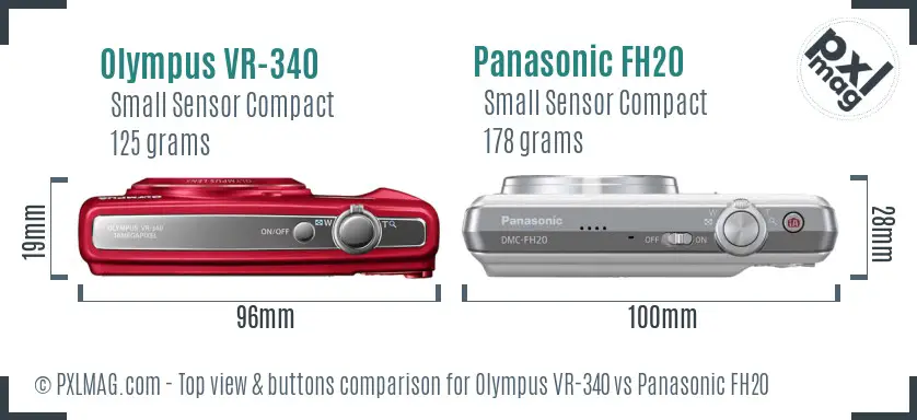 Olympus VR-340 vs Panasonic FH20 top view buttons comparison