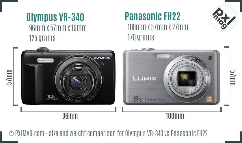 Olympus VR-340 vs Panasonic FH22 size comparison