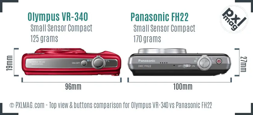 Olympus VR-340 vs Panasonic FH22 top view buttons comparison