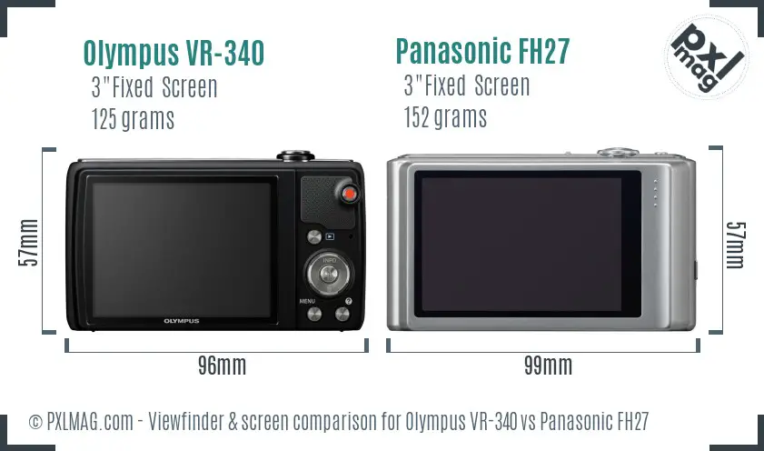 Olympus VR-340 vs Panasonic FH27 Screen and Viewfinder comparison