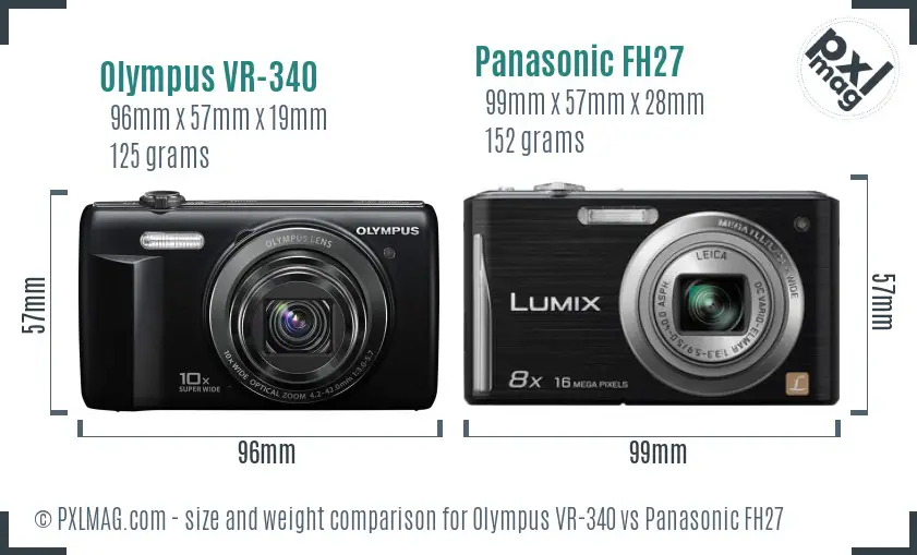 Olympus VR-340 vs Panasonic FH27 size comparison