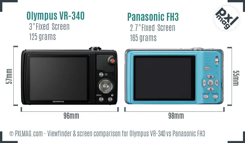 Olympus VR-340 vs Panasonic FH3 Screen and Viewfinder comparison