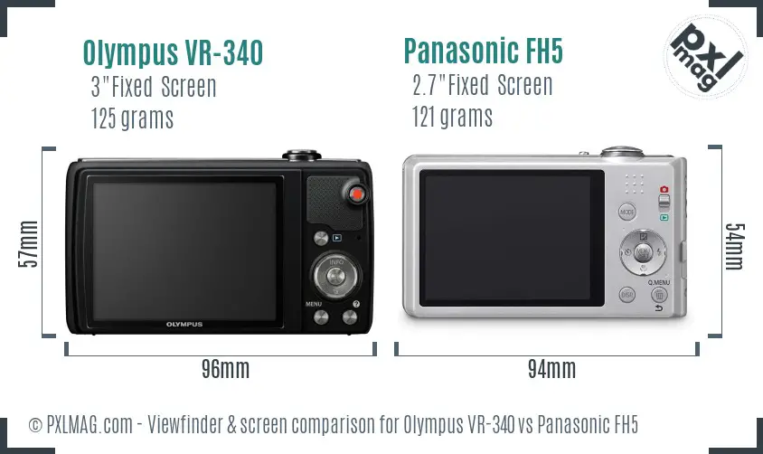 Olympus VR-340 vs Panasonic FH5 Screen and Viewfinder comparison