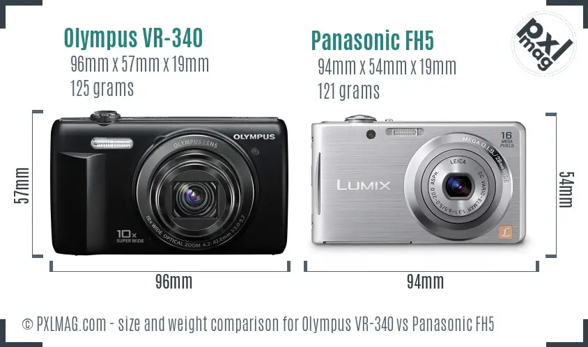 Olympus VR-340 vs Panasonic FH5 size comparison