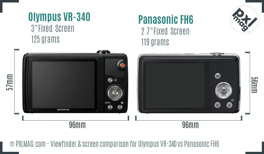 Olympus VR-340 vs Panasonic FH6 Screen and Viewfinder comparison