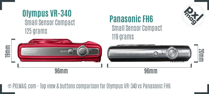 Olympus VR-340 vs Panasonic FH6 top view buttons comparison