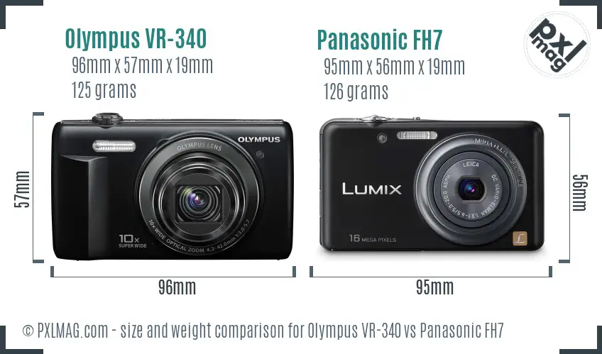 Olympus VR-340 vs Panasonic FH7 size comparison