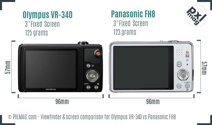 Olympus VR-340 vs Panasonic FH8 Screen and Viewfinder comparison