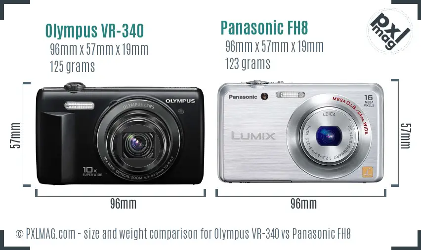 Olympus VR-340 vs Panasonic FH8 size comparison