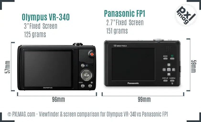 Olympus VR-340 vs Panasonic FP1 Screen and Viewfinder comparison