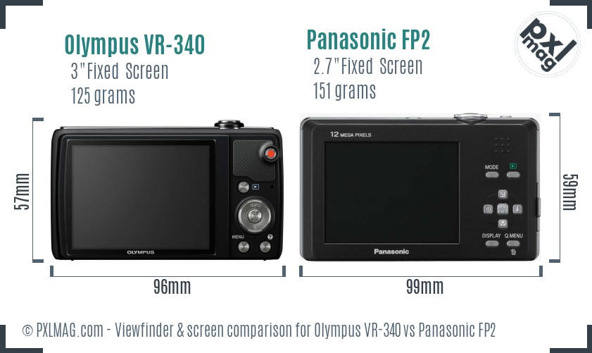 Olympus VR-340 vs Panasonic FP2 Screen and Viewfinder comparison
