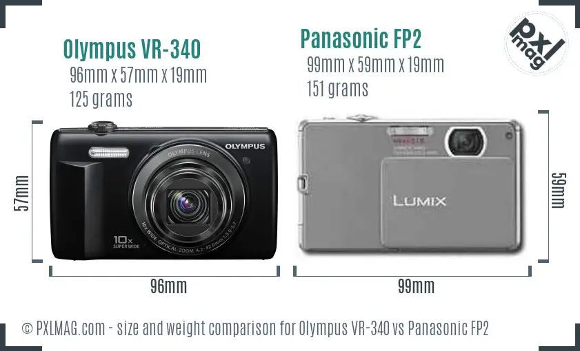 Olympus VR-340 vs Panasonic FP2 size comparison