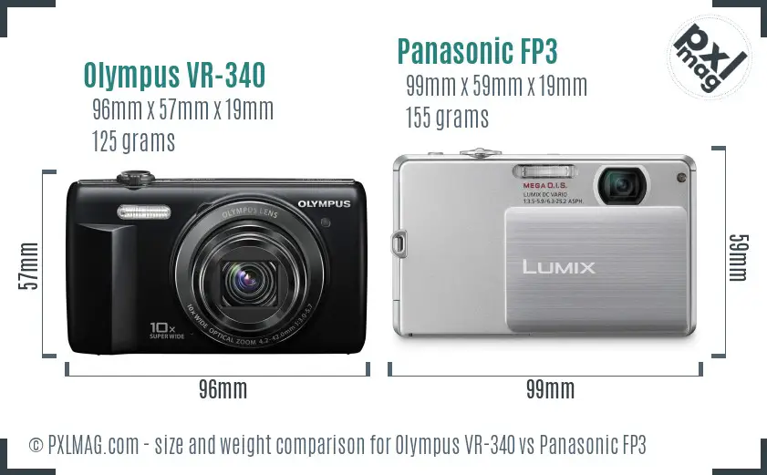 Olympus VR-340 vs Panasonic FP3 size comparison