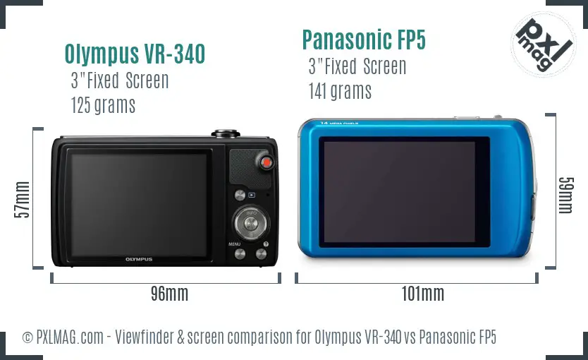 Olympus VR-340 vs Panasonic FP5 Screen and Viewfinder comparison