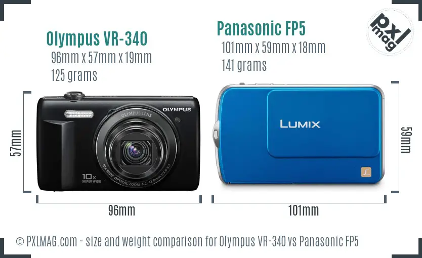 Olympus VR-340 vs Panasonic FP5 size comparison