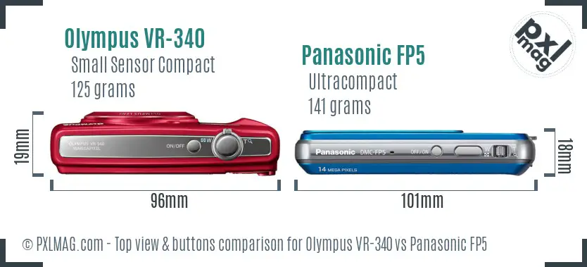 Olympus VR-340 vs Panasonic FP5 top view buttons comparison