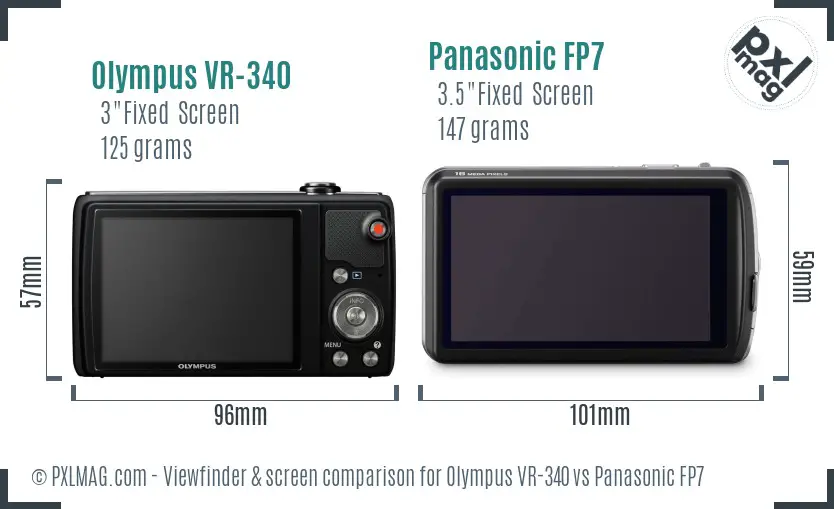 Olympus VR-340 vs Panasonic FP7 Screen and Viewfinder comparison
