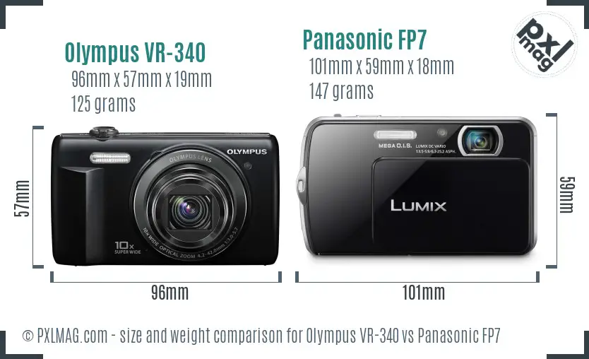 Olympus VR-340 vs Panasonic FP7 size comparison