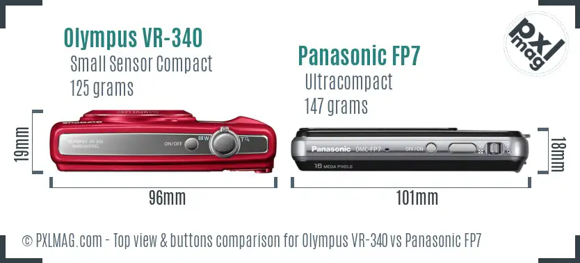 Olympus VR-340 vs Panasonic FP7 top view buttons comparison