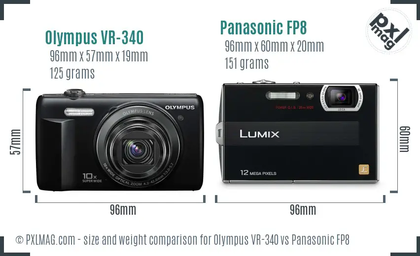 Olympus VR-340 vs Panasonic FP8 size comparison