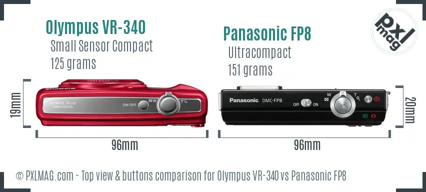 Olympus VR-340 vs Panasonic FP8 top view buttons comparison