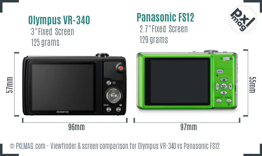 Olympus VR-340 vs Panasonic FS12 Screen and Viewfinder comparison